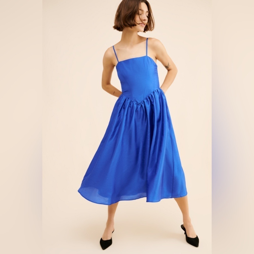Anthropologie Midi Sleeveless Square-Neck Dress by Hutch